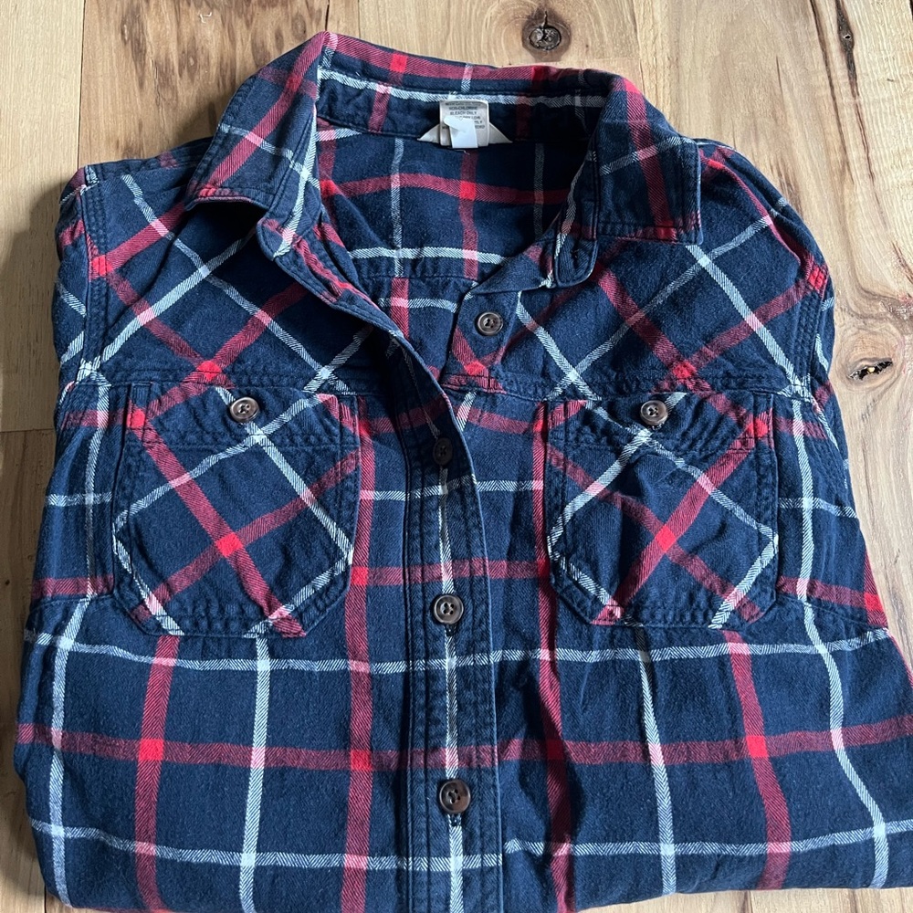 Duluth Trading Co Red and White Plaid Shirt